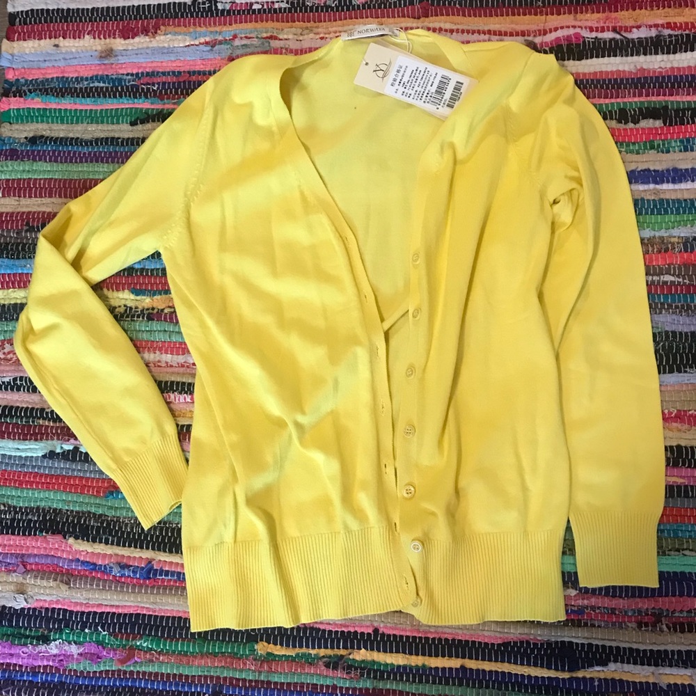 Canary yellow button up cardigan